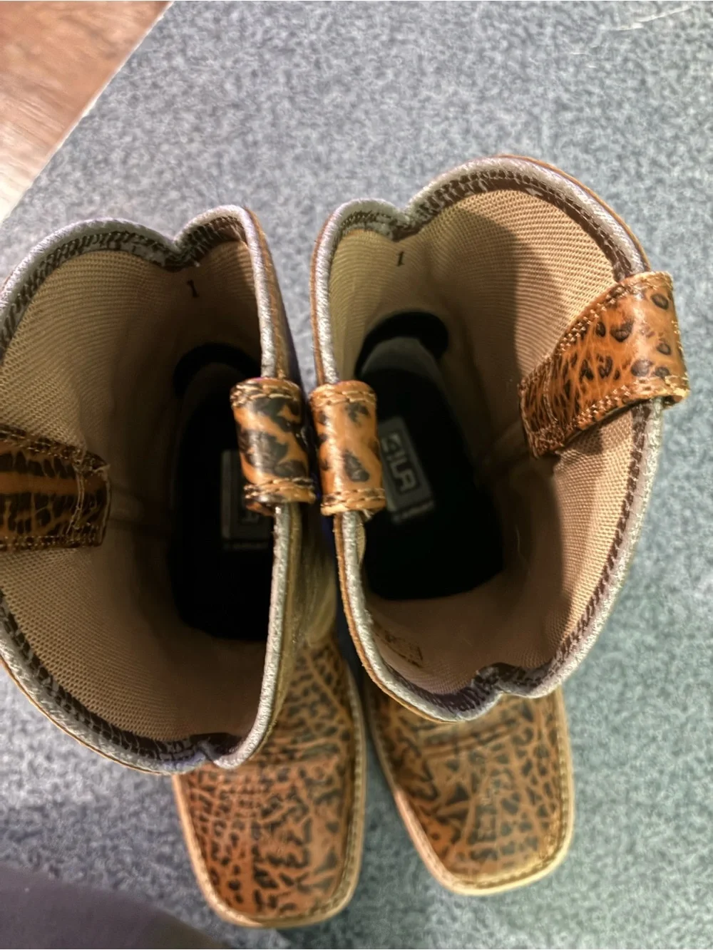 Ariat Brown Leopard Print and Tan Kids Western Boots